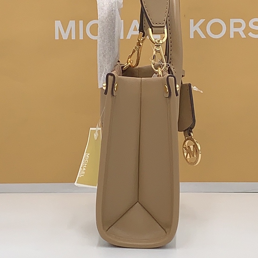 Michael Kors Mirella Extra-Small Ombré Logo Crossbody XBODY ShopperBag Camel NWT - Picture 6 of 16
